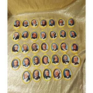 33 Vintage Nabisco Cereal Premiums 3D Plastic Presidential Portraits 1950s w/Box
